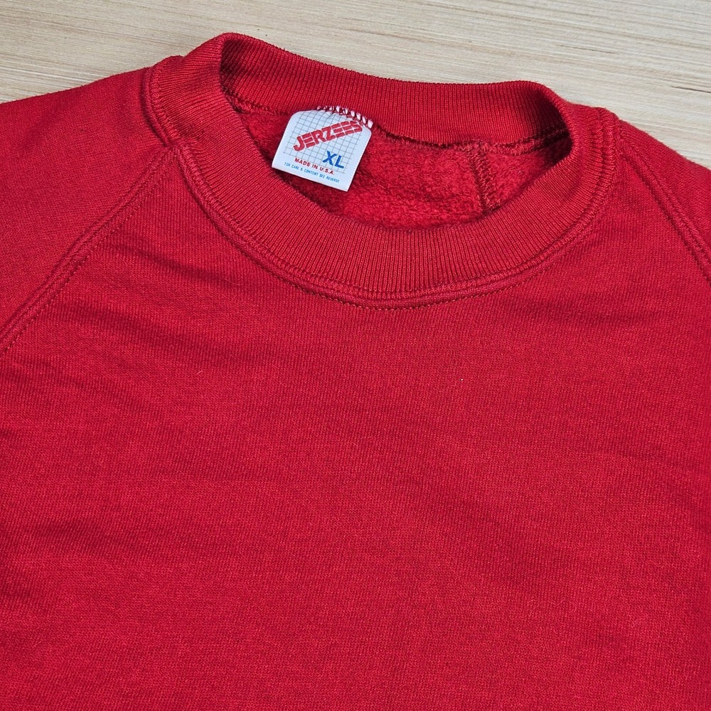 Vintage Blank Jerzees Sweatshirt Mens XL Red Crewneck Pullover USA Made